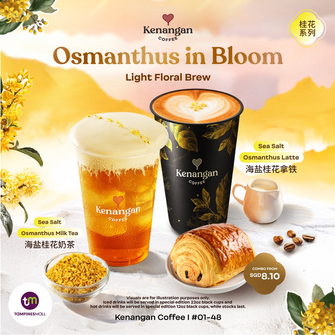 A freshly prepared cup from Kenangan Coffee's new Osmanthus in Bloom collection