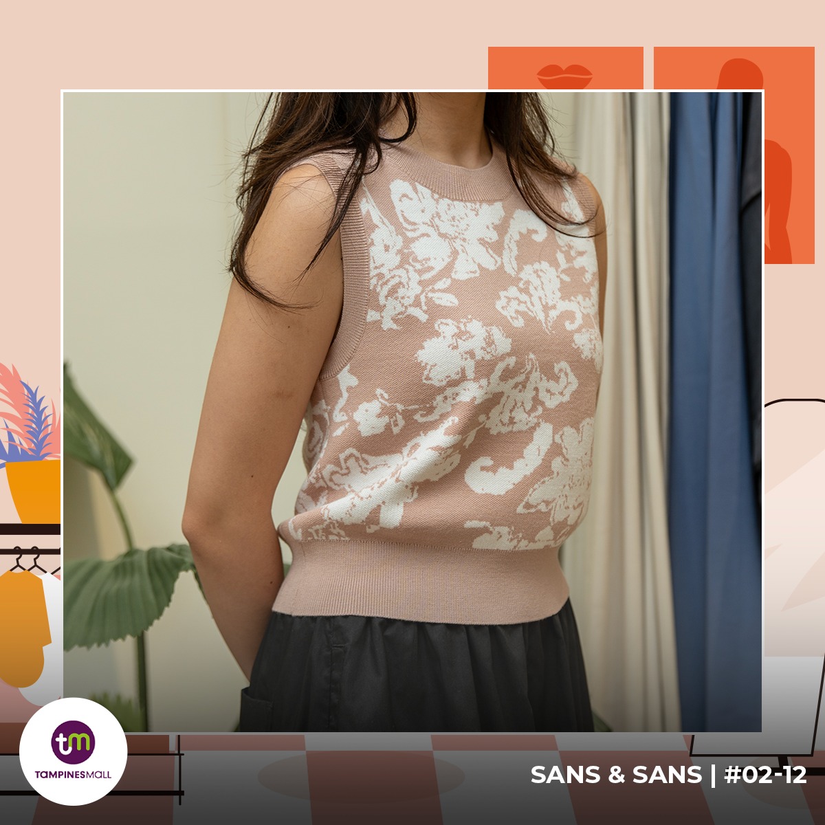 Stylish top with playful print from Sans & Sans