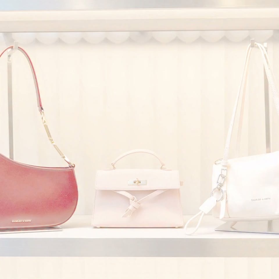 CHARLES & KEITH pink and burgundy bag collection