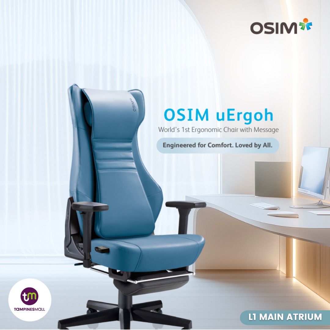 Various OSIM wellness products displayed at an atrium roadshow