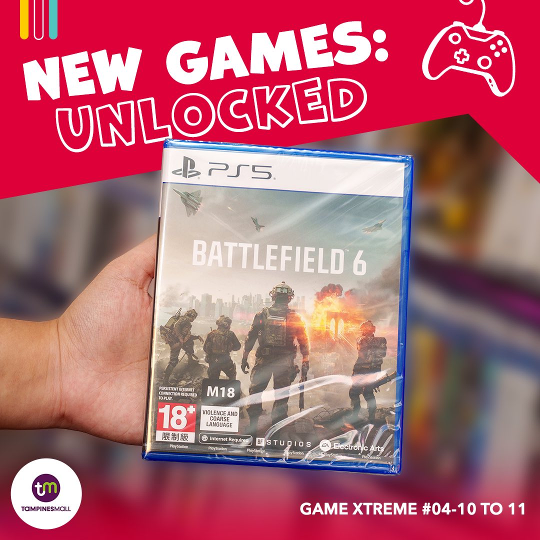 The storefront of GameXtreme at Tampines Mall showcasing new arrivals.