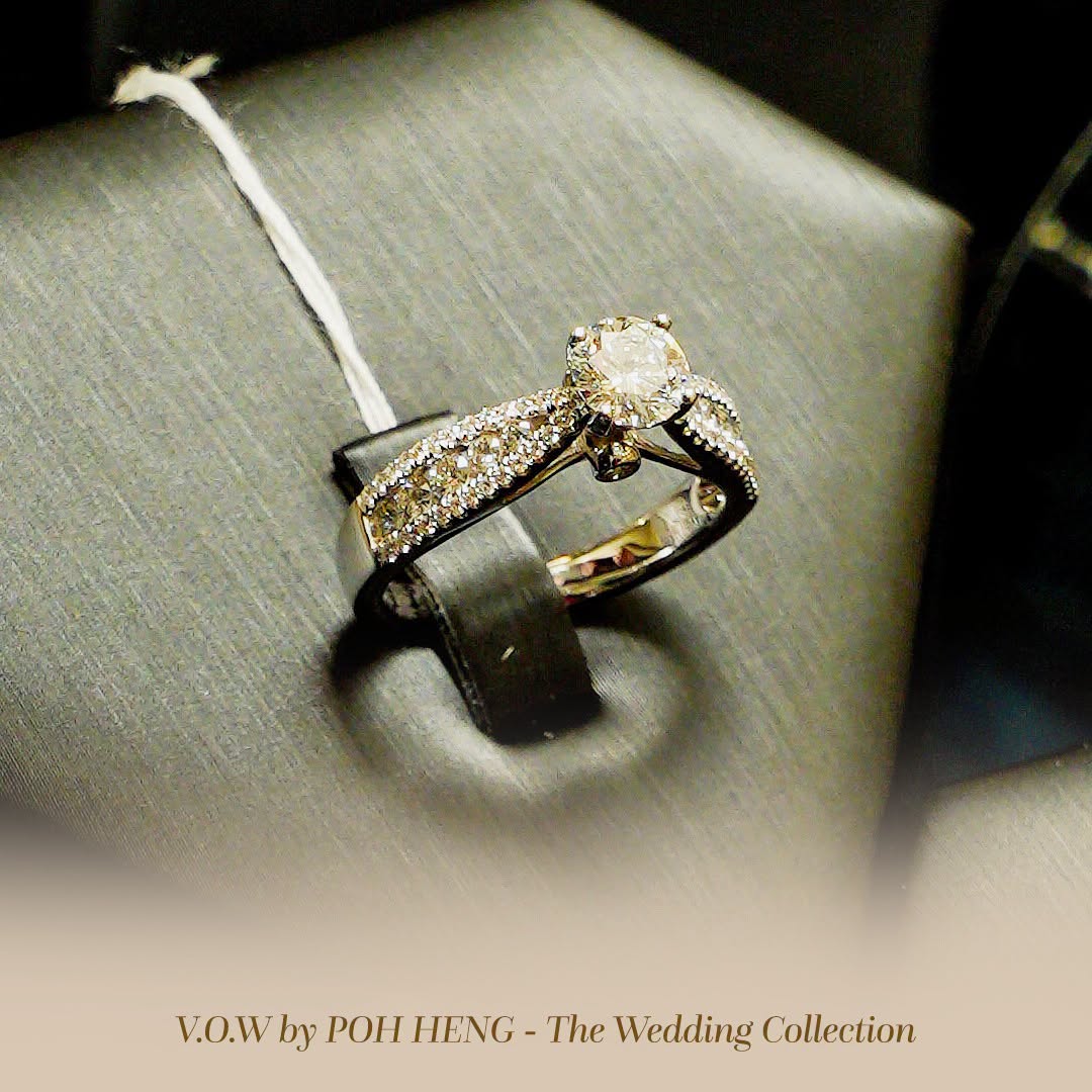 V.O.W by Poh Heng diamond engagement ring with pave band