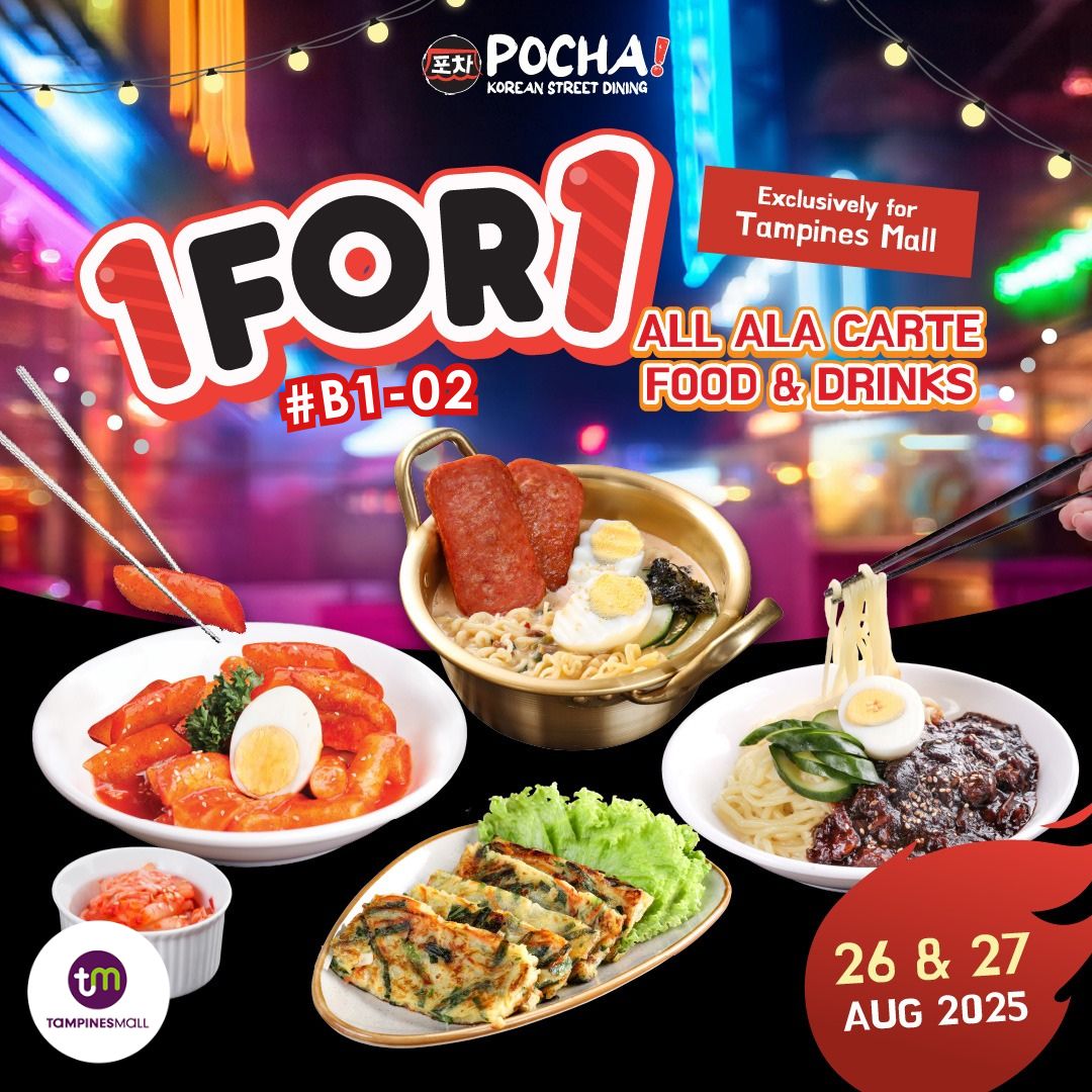 A vibrant spread of Korean dishes from POCHA Singapore.