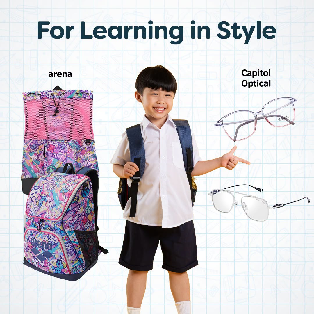 arena backpacks and Capitol Optical eyeglasses at Tampines Mall