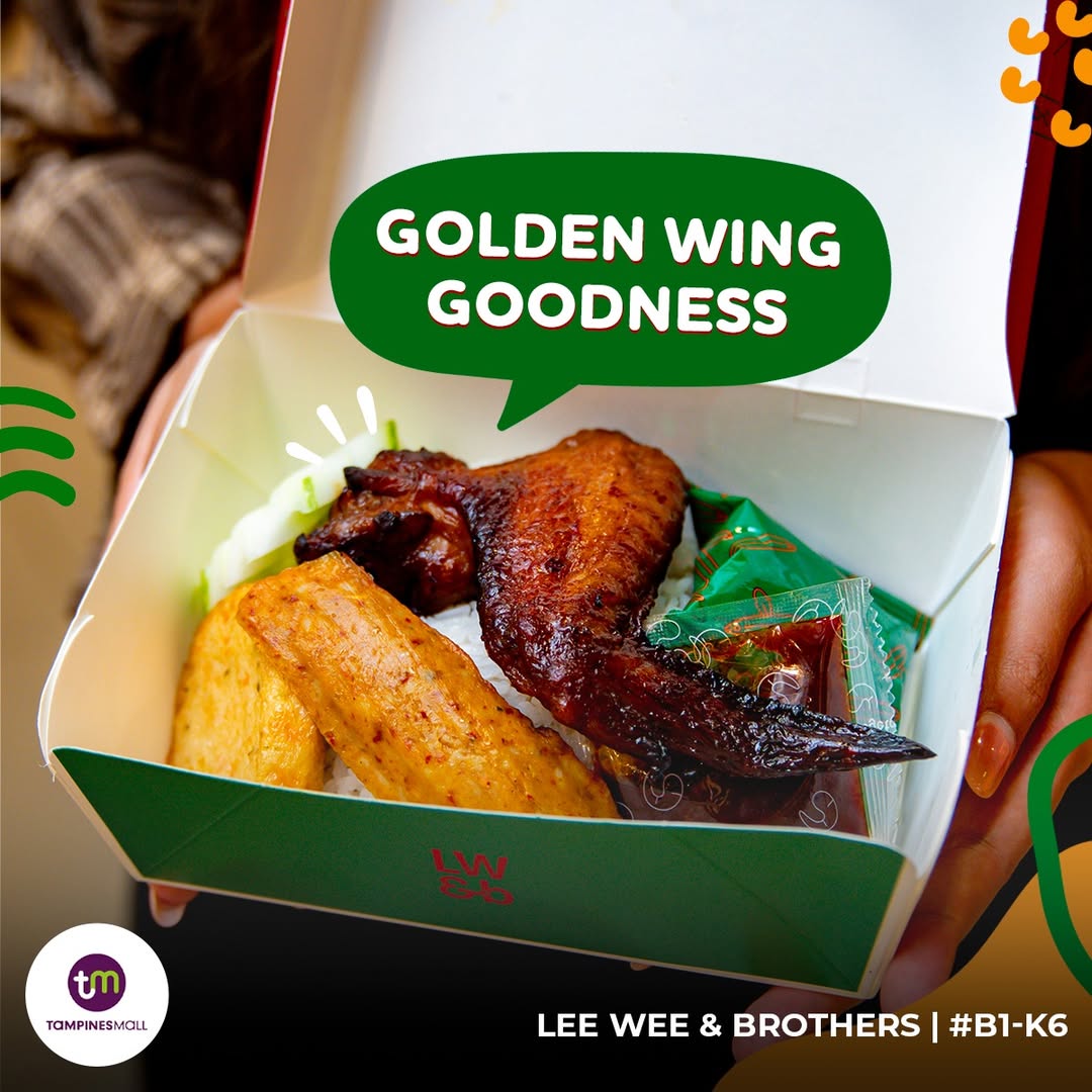 A delightful plate of Honey Chicken Wing Nasi Lemak