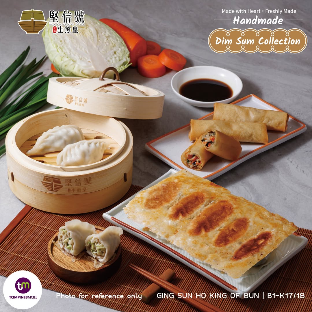 A selection of freshly prepared handmade dim sum including spring rolls and gyozas