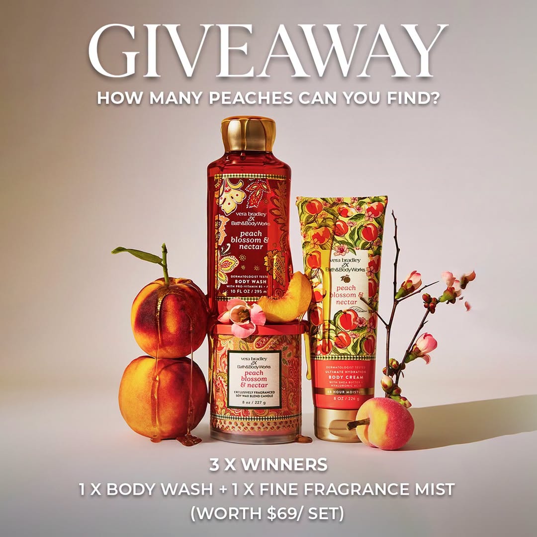 Peach Blossom & Nectar fragrance set from Bath & Body Works x Vera Bradley collaboration