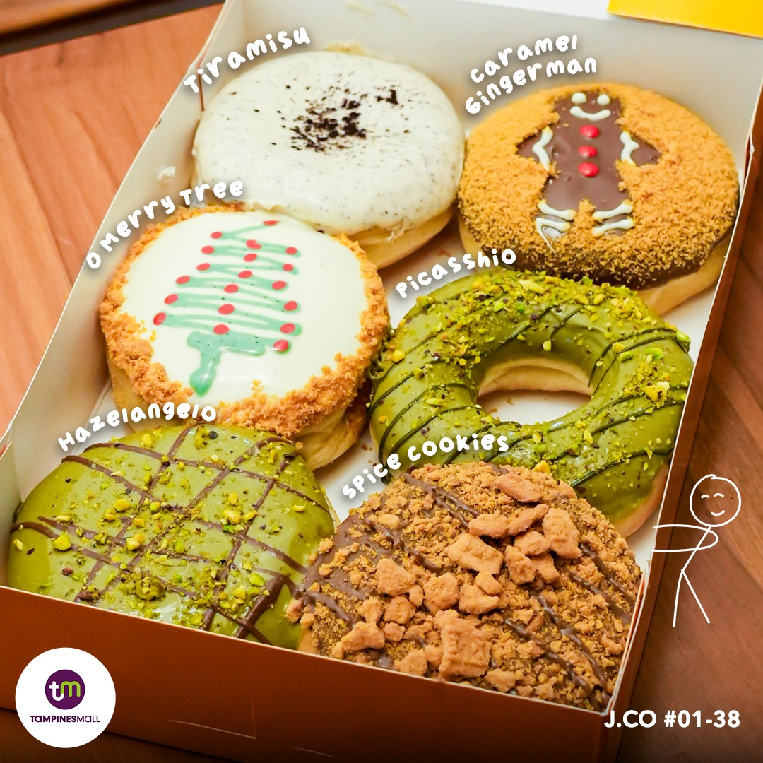 Assortment of J.CO's premium donuts and coffee
