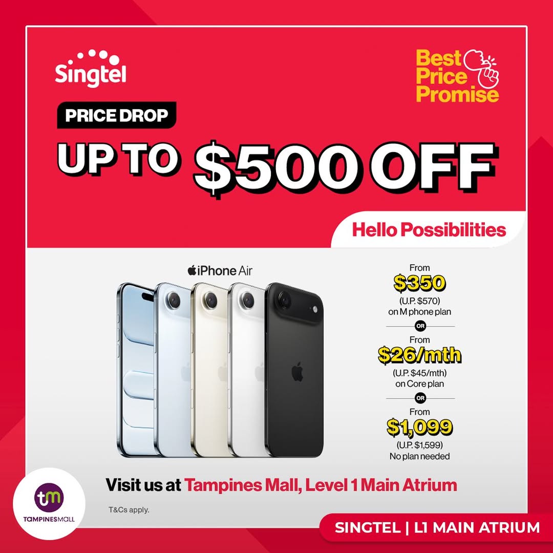 Promotional display for the iPhone Air at the Singtel atrium event