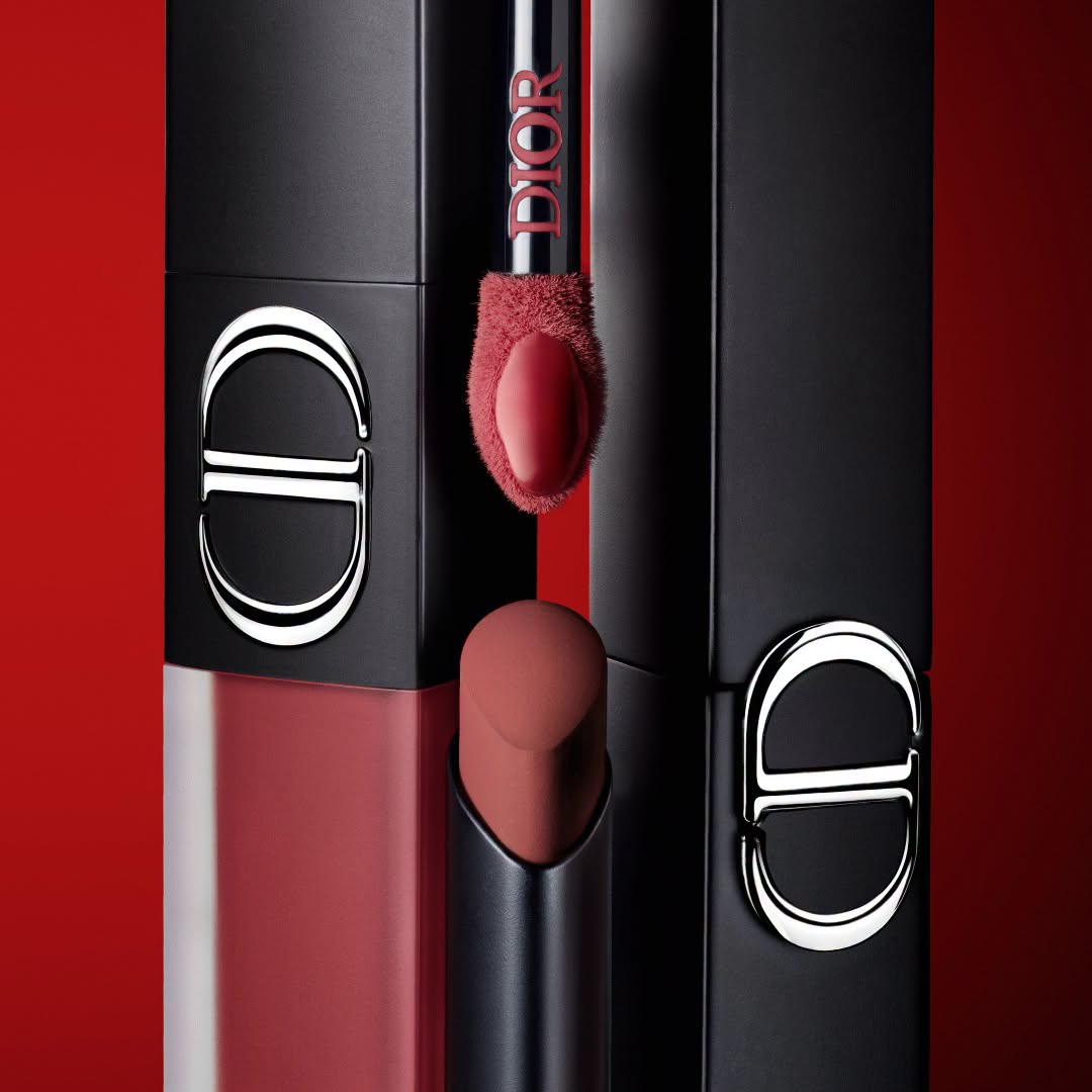 Rouge Dior lipstick with DIOR branding on cap