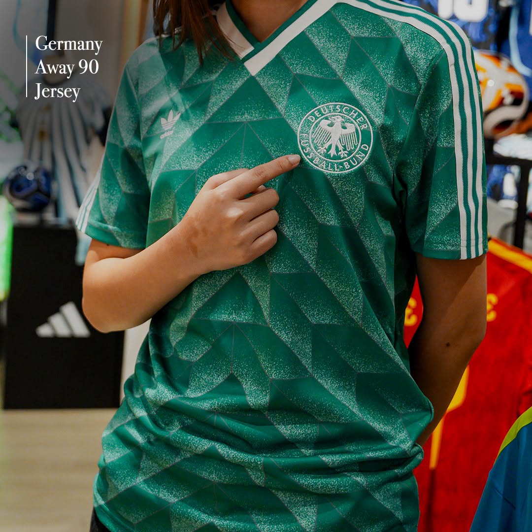Germany Away 90 retro jersey at Weston Corp