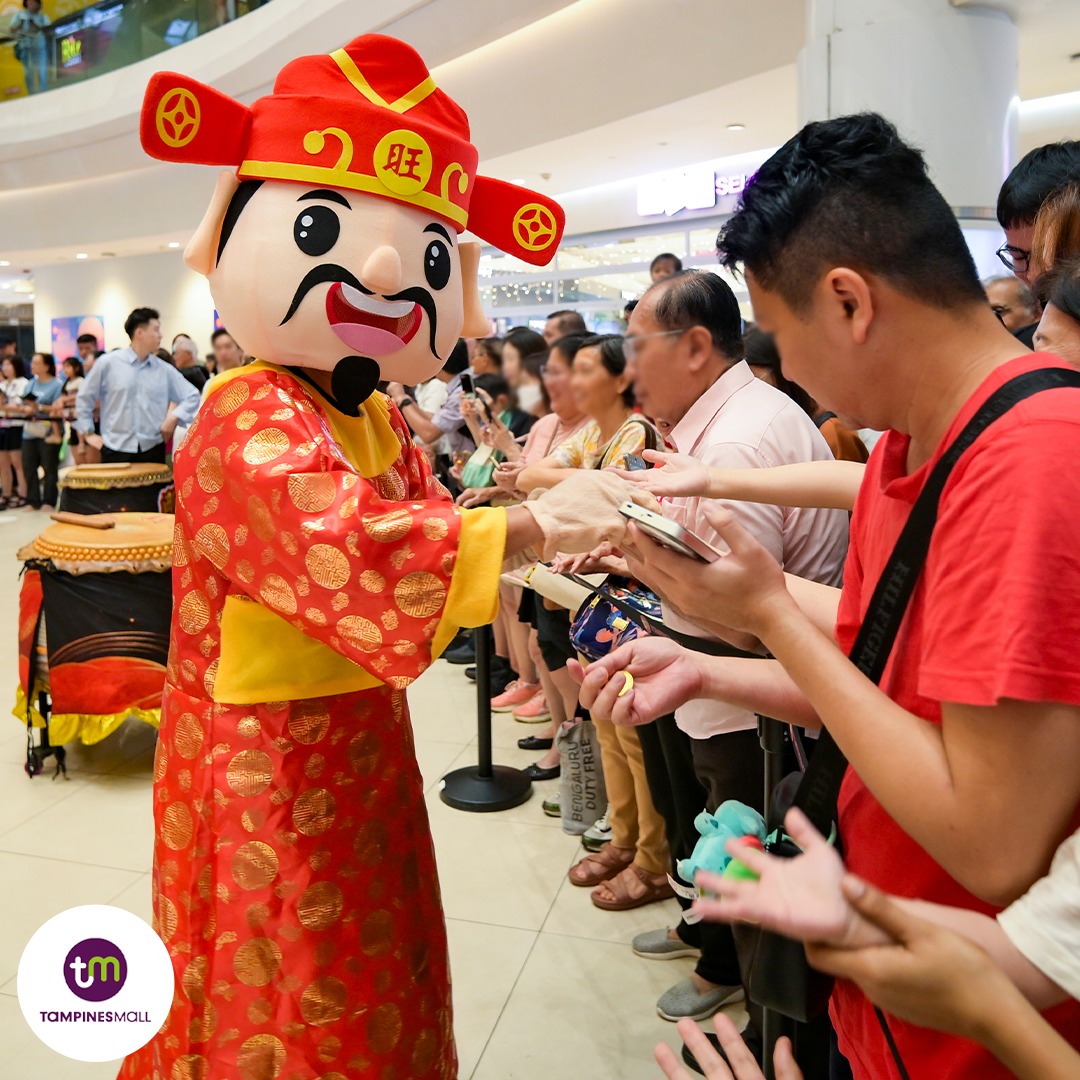 Close-up of the intricate lion costume and traditional drumming