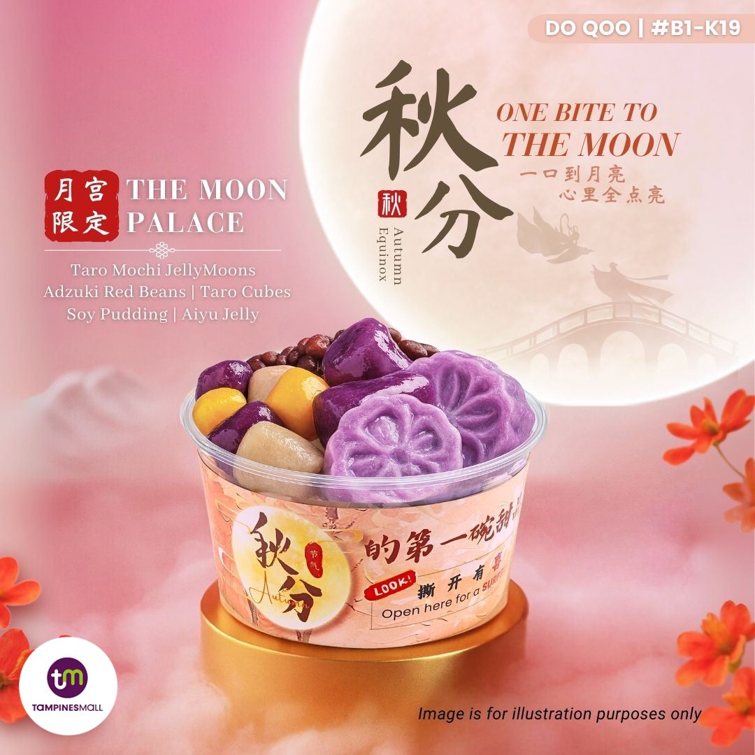 A close-up of Do Qoo's festive cold dessert bowl packaging