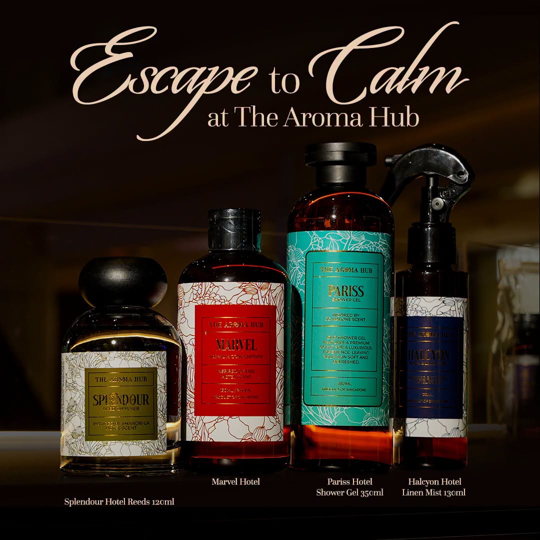 The Aroma Hub hotel-inspired fragrances display at Tampines Mall
