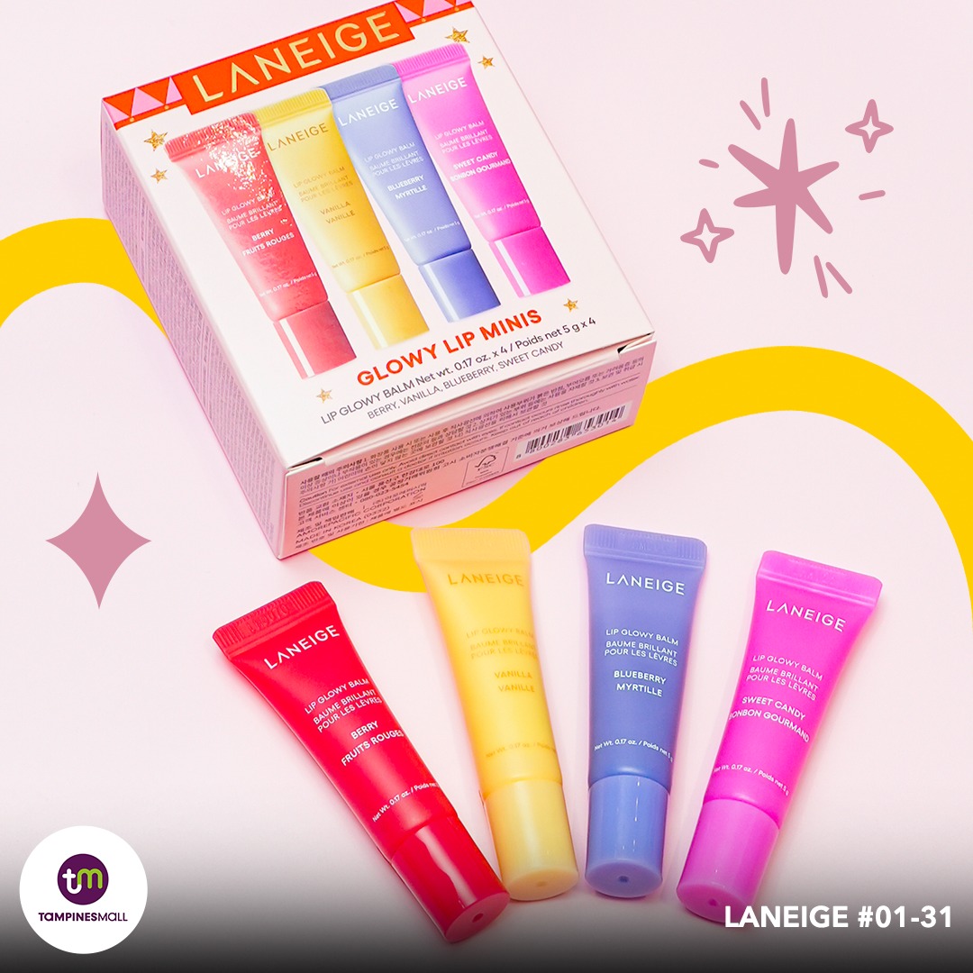 A collection of LANEIGE holiday mini skincare sets, artfully arranged