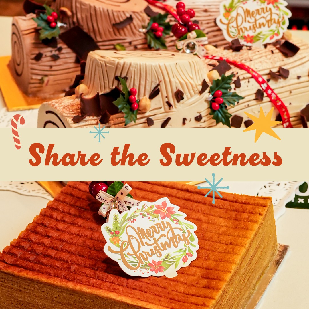 A close-up view of Bengawan Solo's intricate X'mas Chocolate and Hazelnut Log Cake