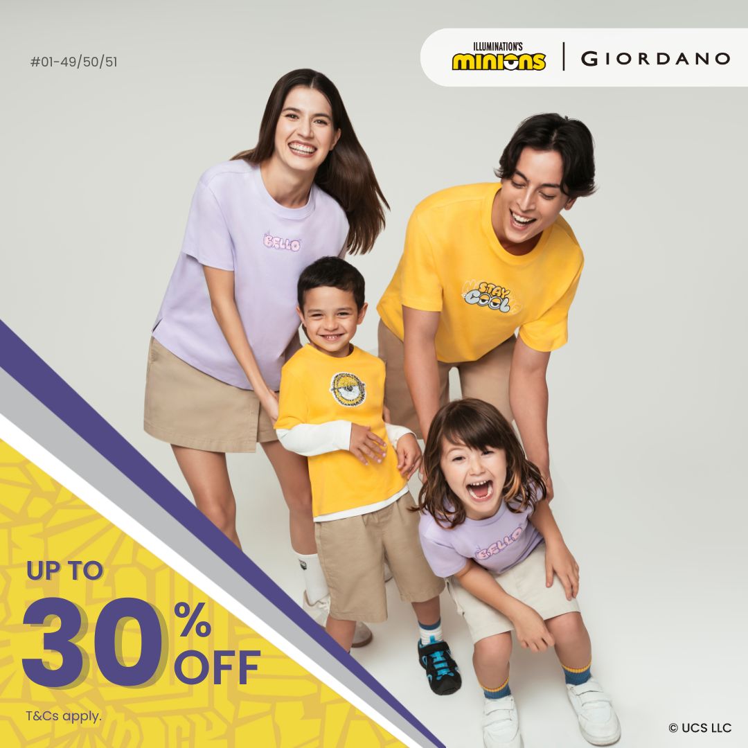 Giordano Singapore x Minions Phase 2 collection featuring various apparel items