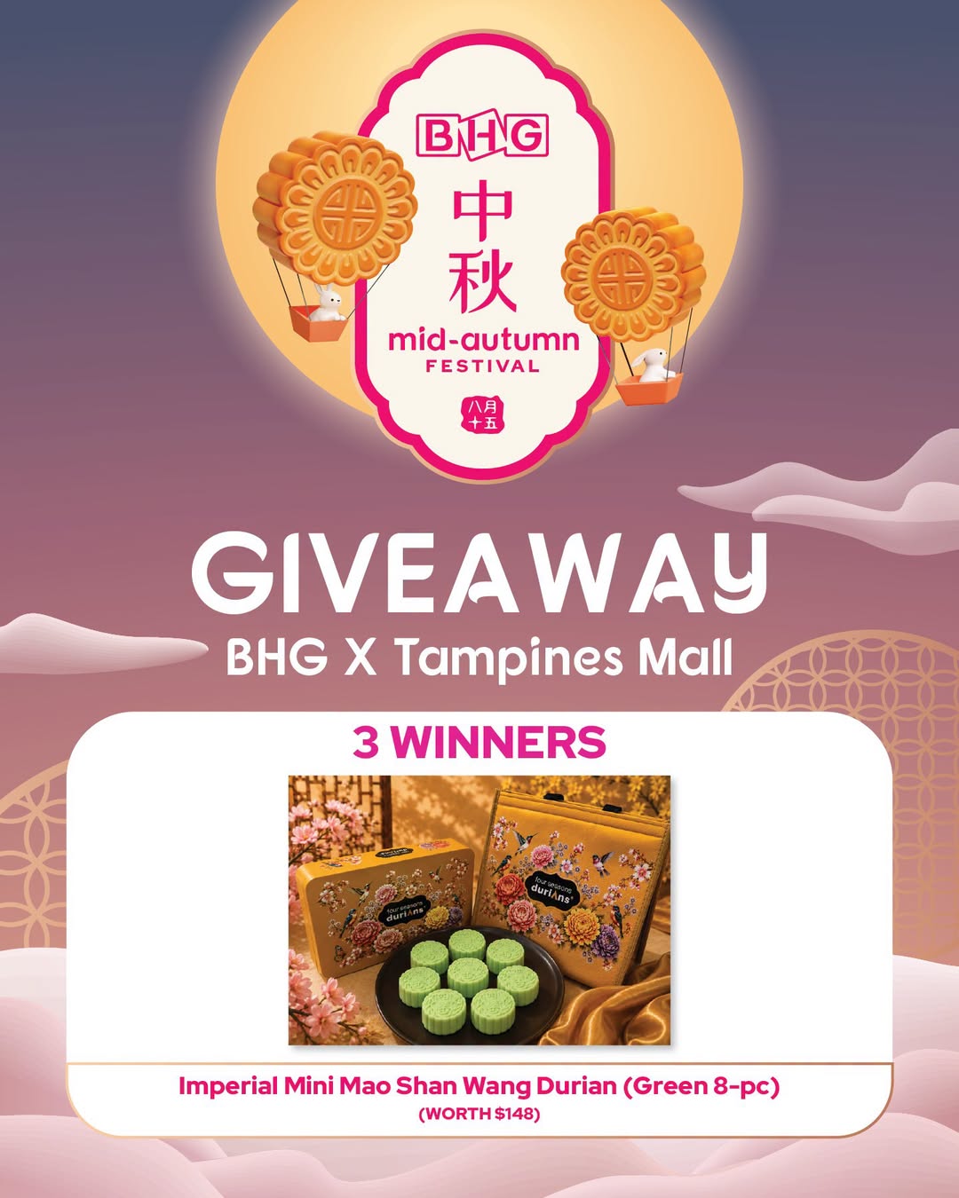 Imperial Mini Mao Shan Wang Durian Green 8-pc from BHG x Tampines Mall Mid-Autumn promotion
