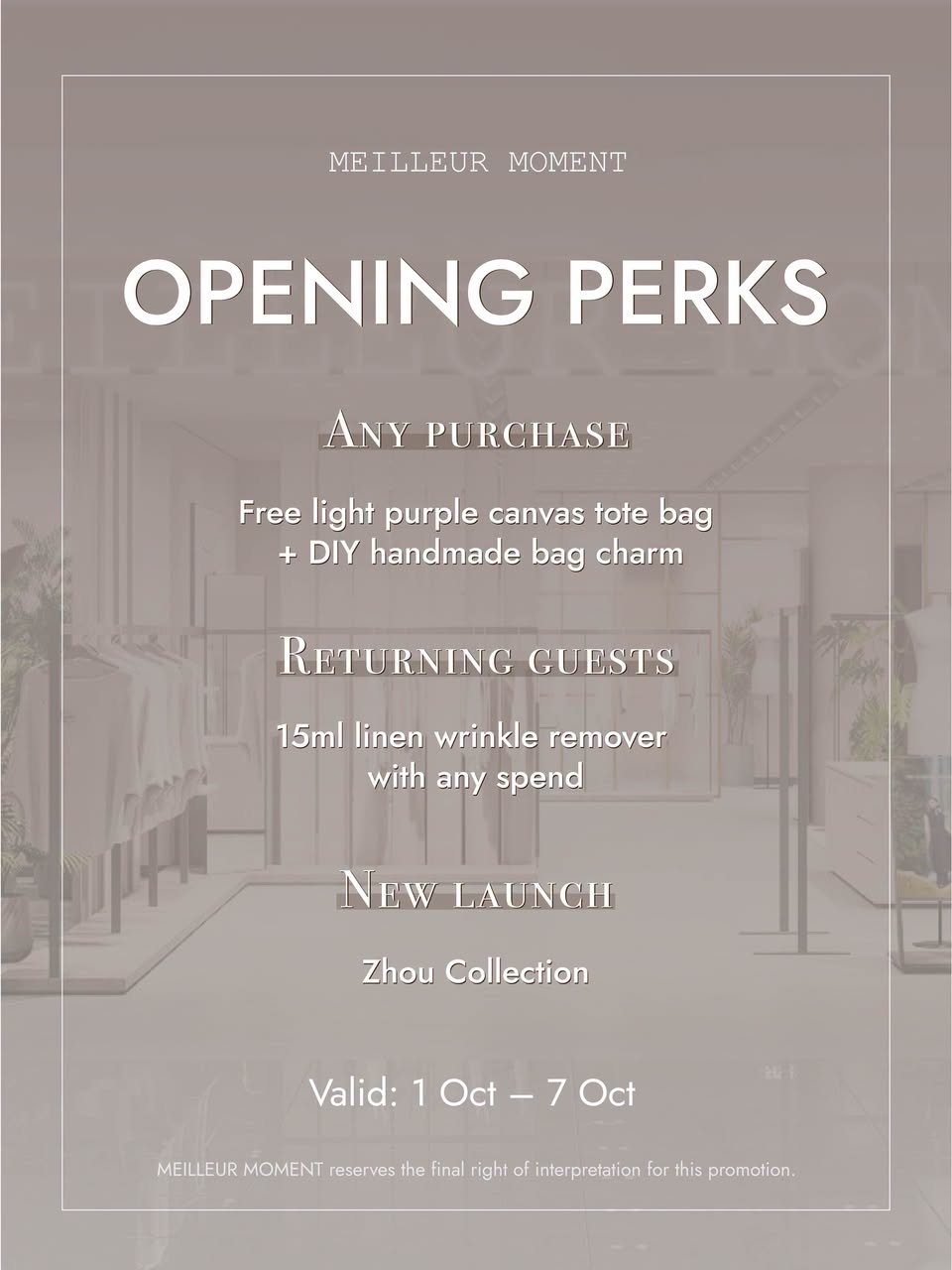 Meilleur Moment opening perks at Tampines Mall