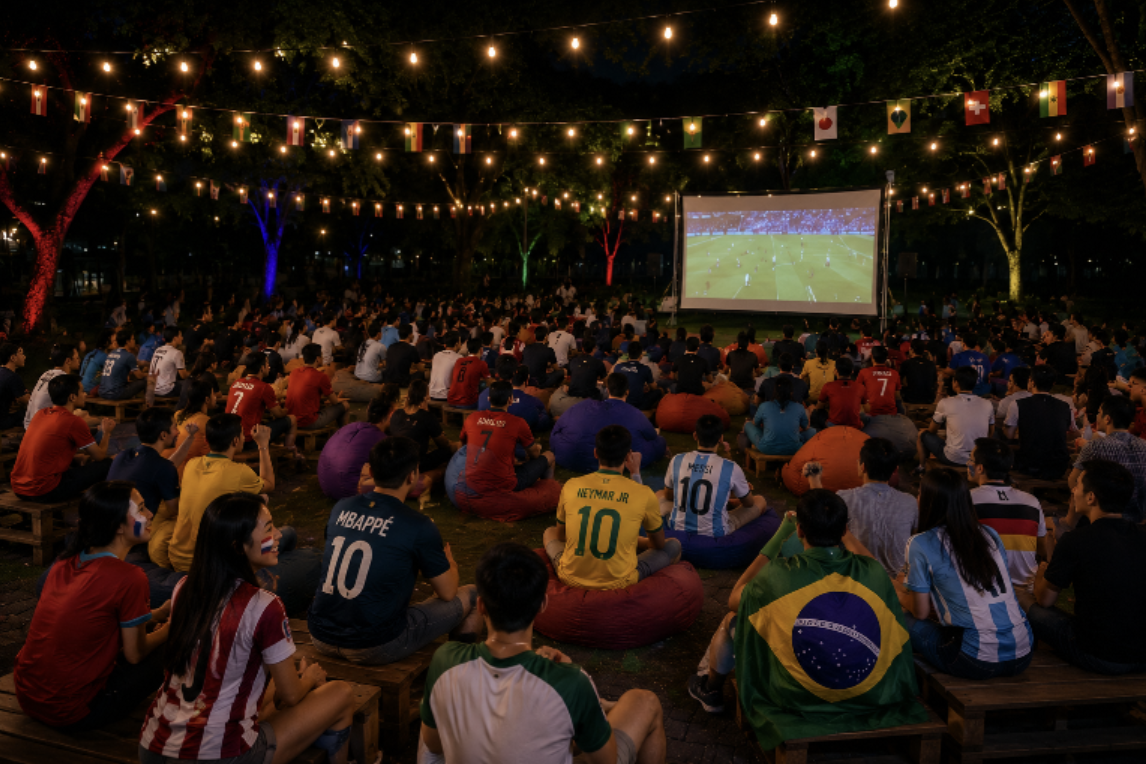 Our Tampines Hub World Cup 2026 Final four-venue watch party layout near Tampines Mall