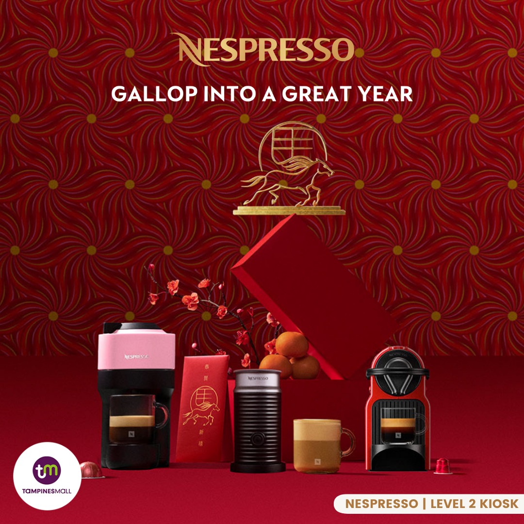 Gourmet coffee machines and Aeroccino milk frother on display for the festive season